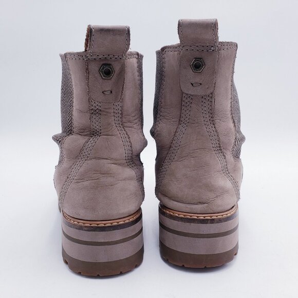 Timberland Women's Courmayeur Valley Chelsea Boots Nubuck Leather Taupe Size 9 - Picture 4 of 9